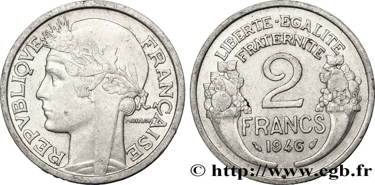 2 francs Morlon, aluminium 1946  F.269/8 TTB52 