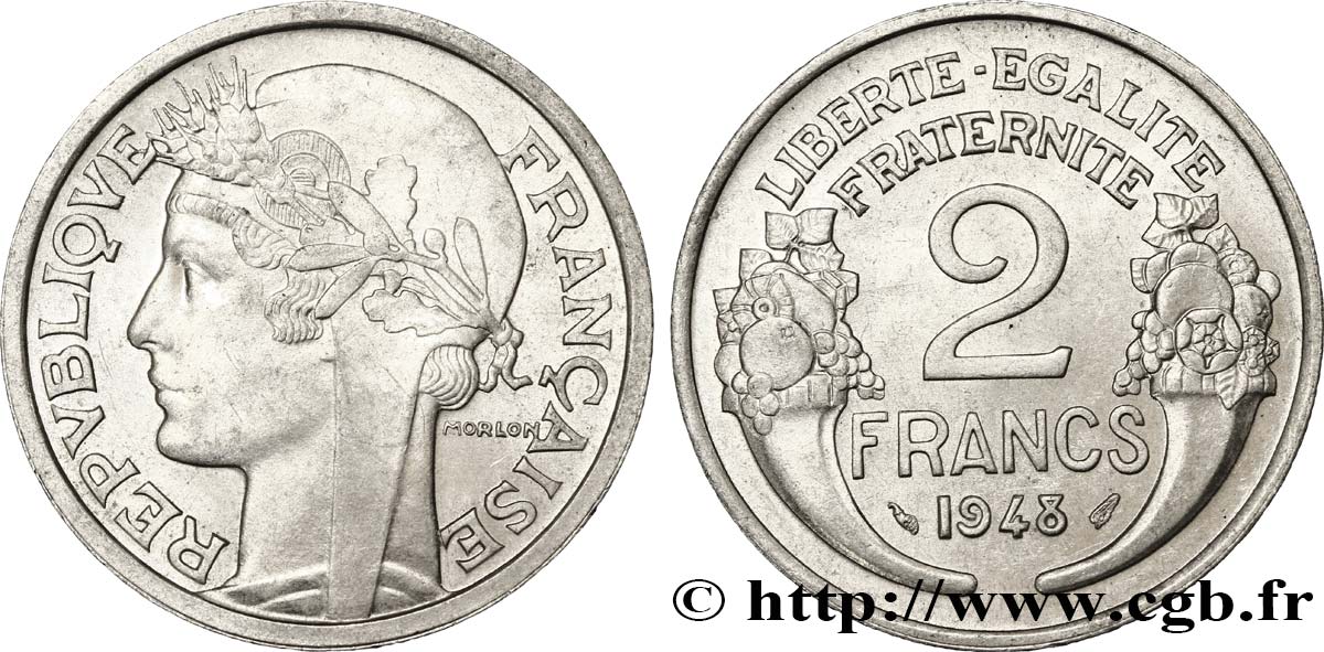 2 francs Morlon, aluminium 1948  F.269/12 VZ62 