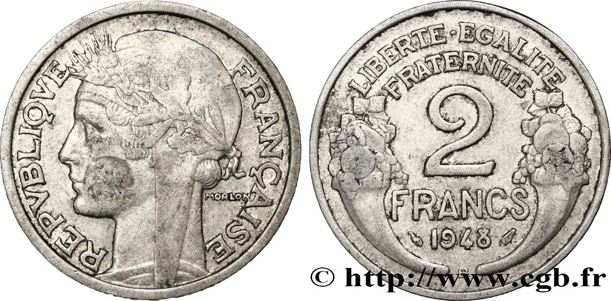 2 francs Morlon, aluminium 1948 Beaumont-Le-Roger F.269/13 TTB48 