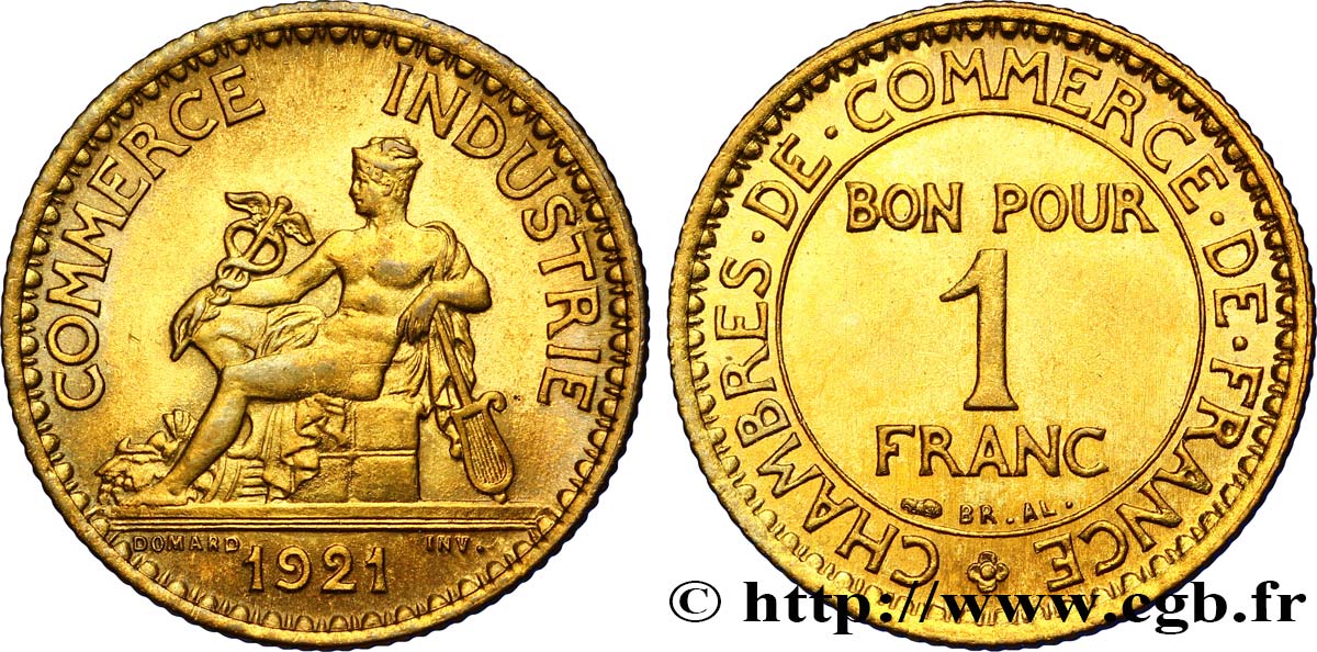 1 franc Chambres de Commerce 1921 Paris F.218/3 EBC60 