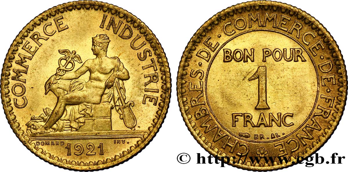 1 franc Chambres de Commerce 1921 Paris F.218/3 VZ60 