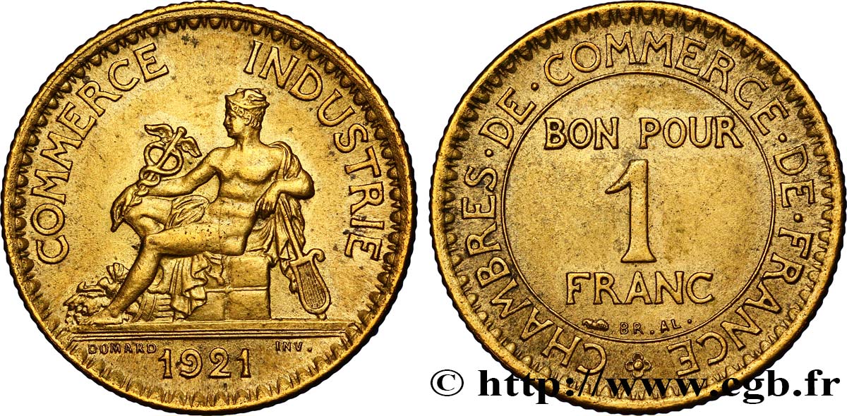 1 franc Chambres de Commerce 1921 Paris F.218/3 EBC55 