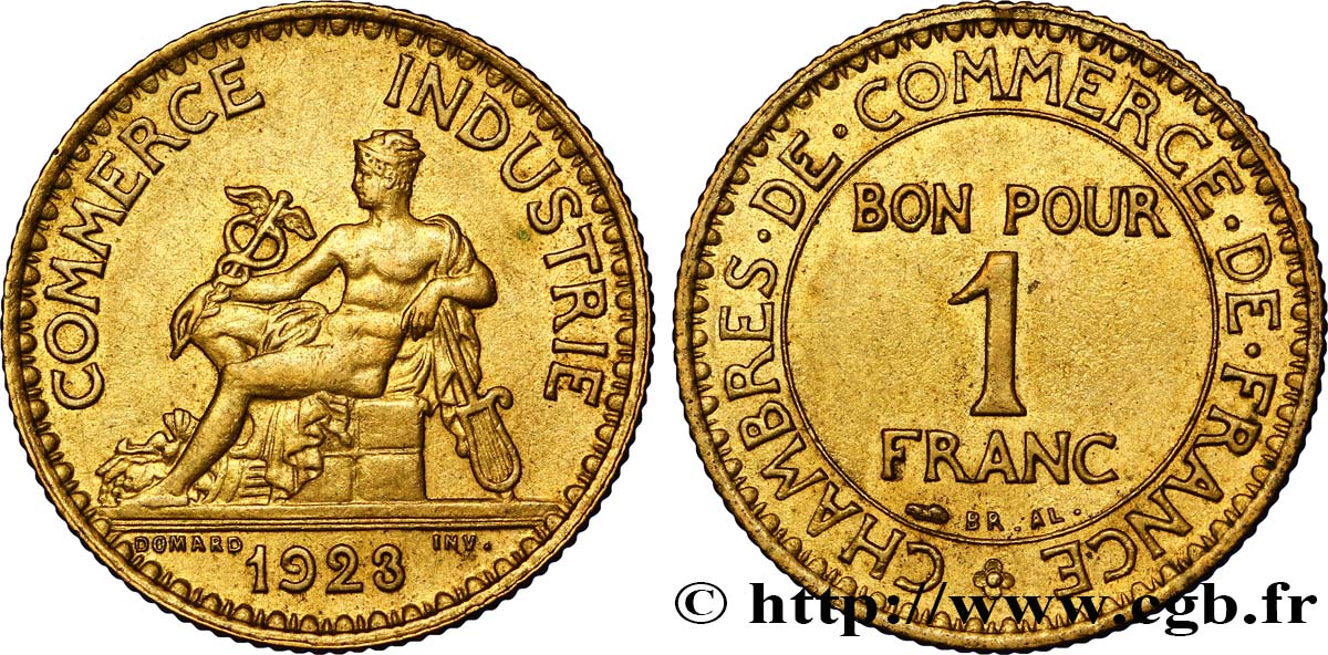 1 franc Chambres de Commerce 1923 Paris F.218/5 AU53 
