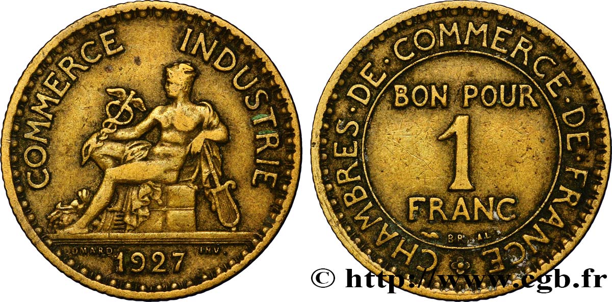 1 franc Chambres de Commerce 1927 Paris F.218/9 TTB40 