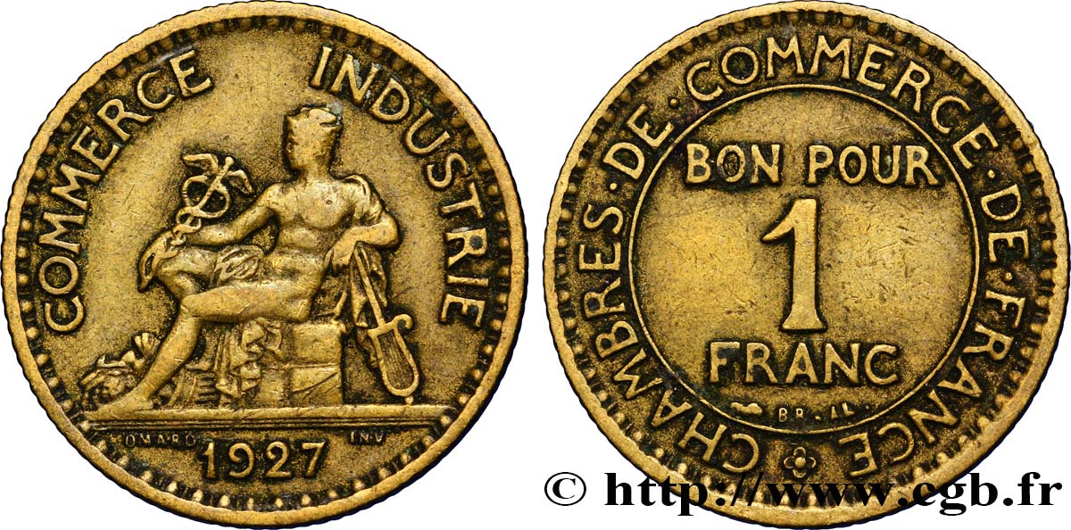 1 franc Chambres de Commerce 1927 Paris F.218/9 TTB40 