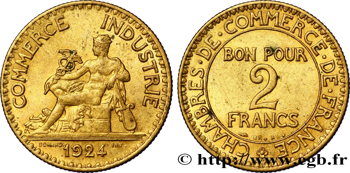 2 francs Chambres de Commerce 1924  F.267/6 EBC55 