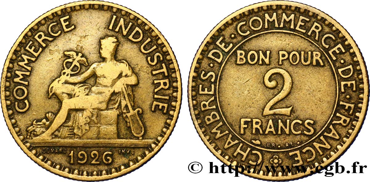 2 francs Chambres de Commerce 1926  F.267/8 TB30 