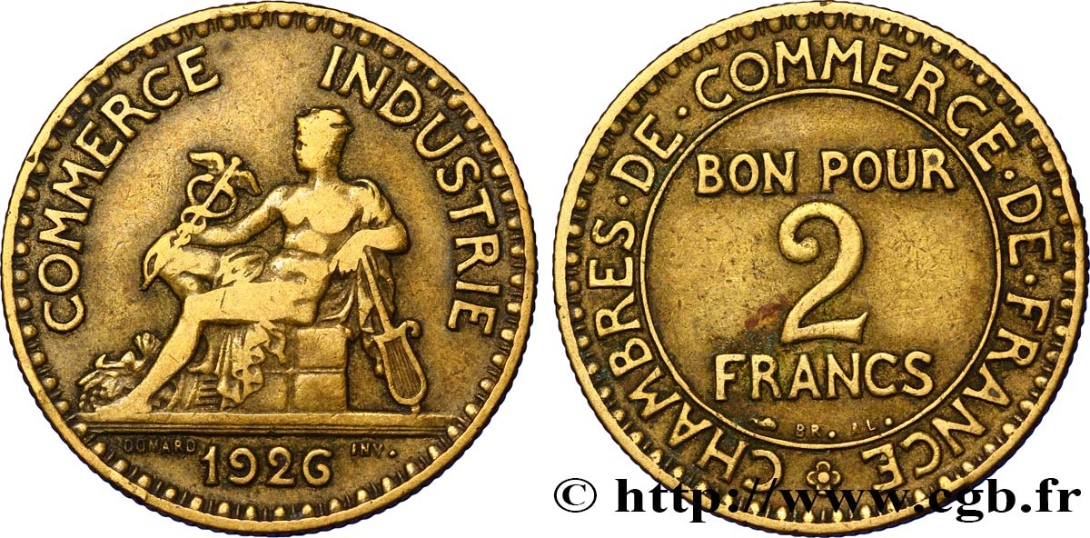 2 francs Chambres de Commerce 1926  F.267/8 TB30 