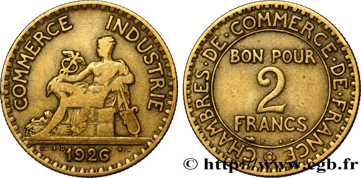 2 francs Chambres de Commerce 1926  F.267/8 BC20 