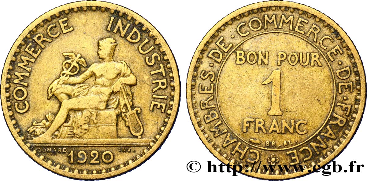 1 franc Chambres de Commerce 1920 Paris F.218/2 TTB40 