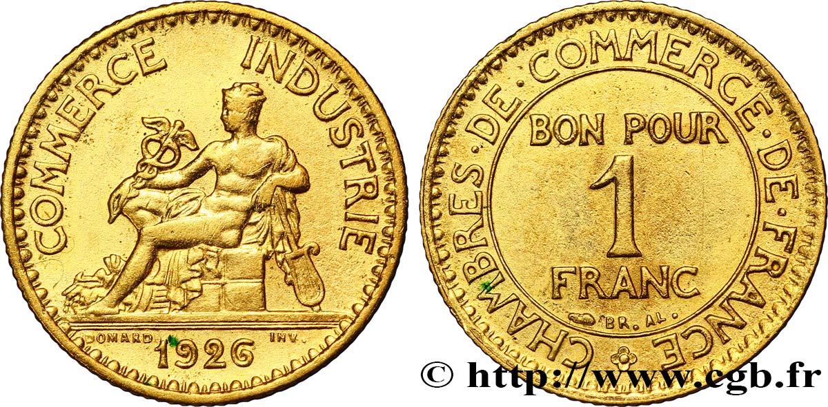 1 franc Chambres de Commerce 1926 Paris F.218/8 MBC 