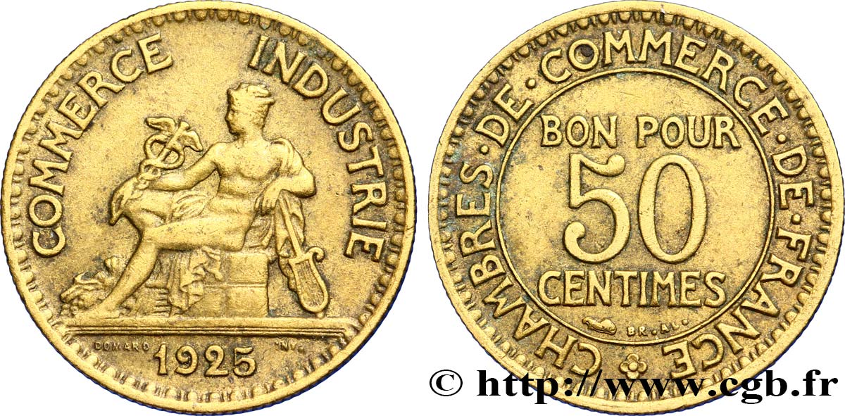 50 centimes Chambres de Commerce 1925 Paris F.191/7 BB48 