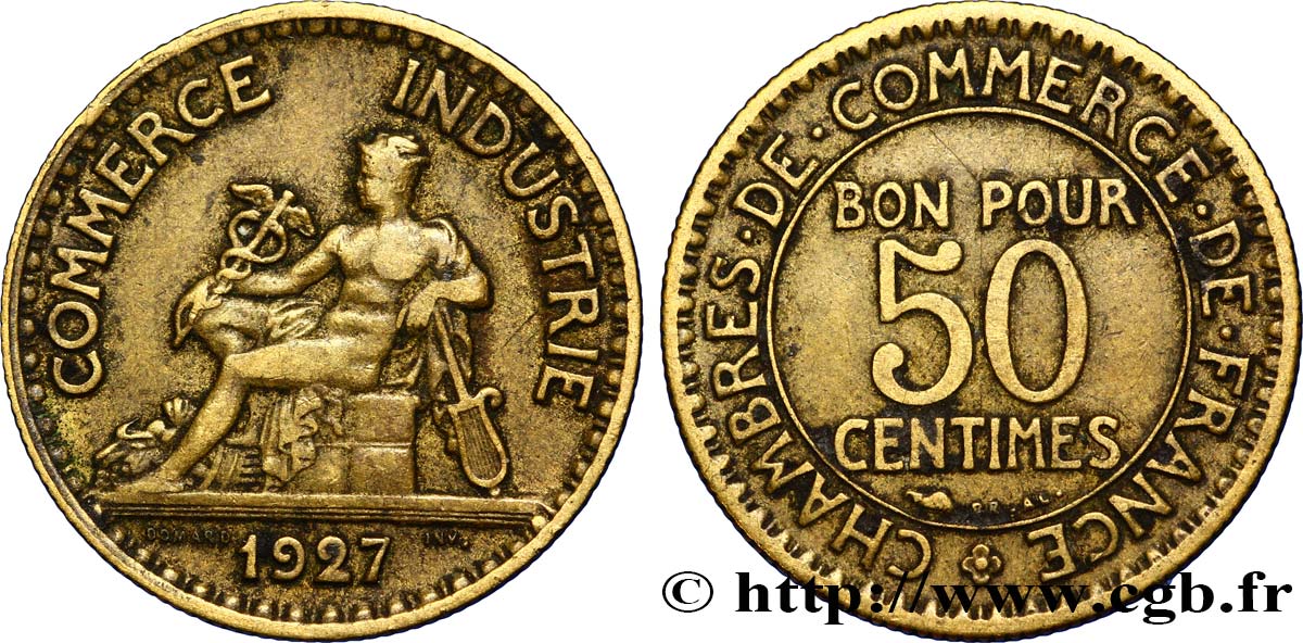 50 centimes Chambres de Commerce 1927 Paris F.191/9 SS48 
