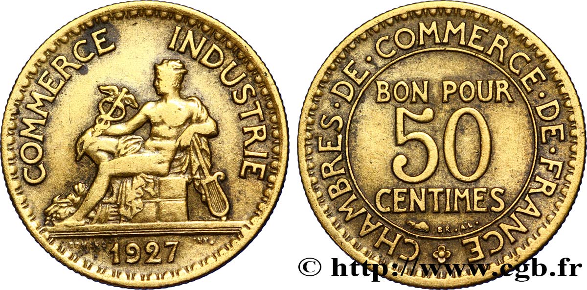 50 centimes Chambres de Commerce 1927 Paris F.191/9 TTB48 