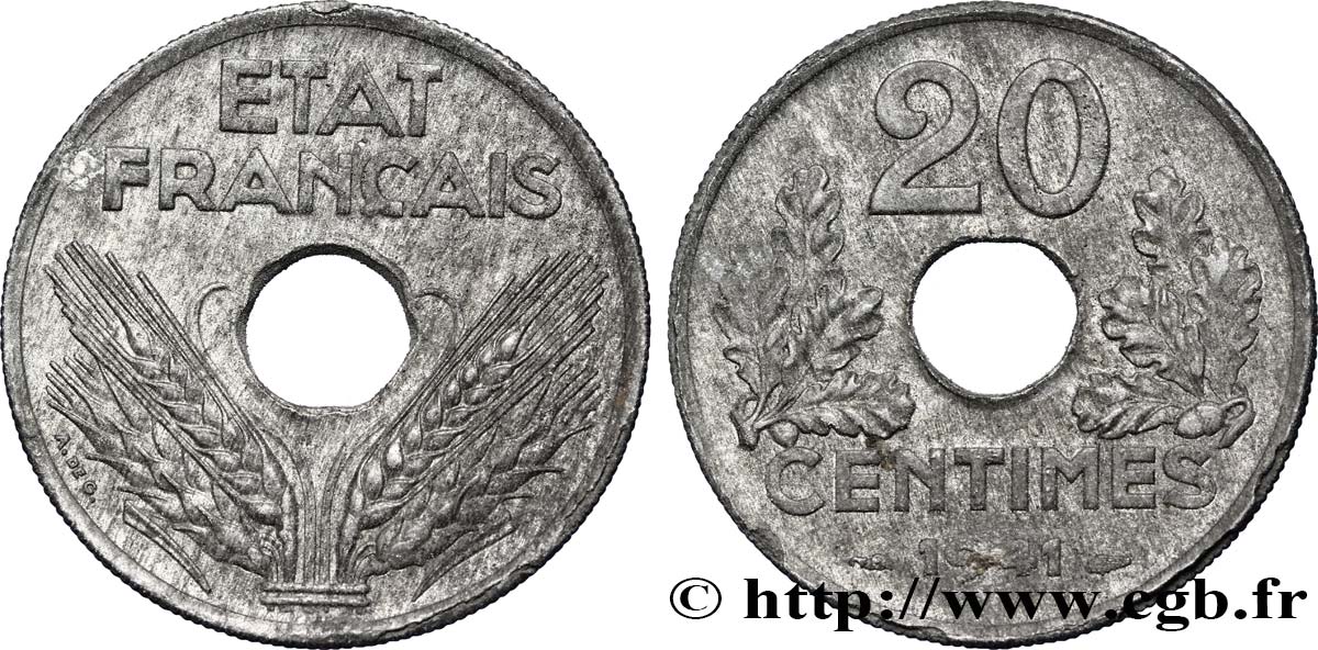 20 centimes État français, lourde 1941  F.153/2 TTB54 