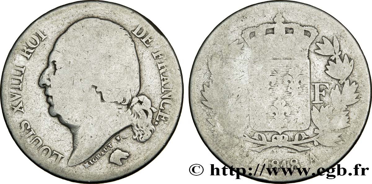 2 francs Louis XVIII 1818 Paris F.257/17 AB4 