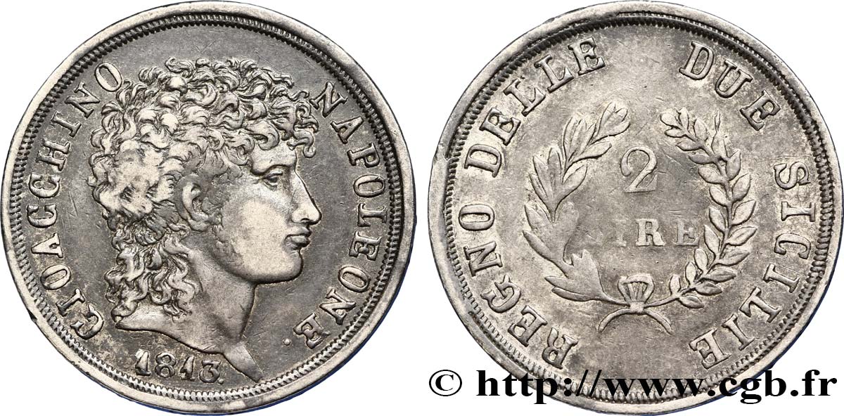 2 lire, rameaux courts 1813 Naples M.495  TTB45 