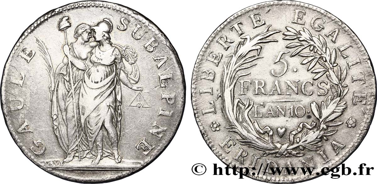 5 francs 1802 Turin VG.846  SS40 