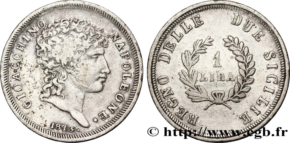 1 lira 1813 Naples M.305  TTB40 