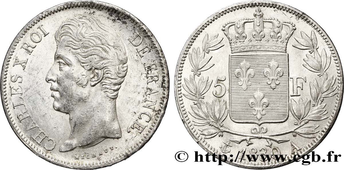 5 francs Charles X, 2e type 1830 Paris F.311/40 SUP58 