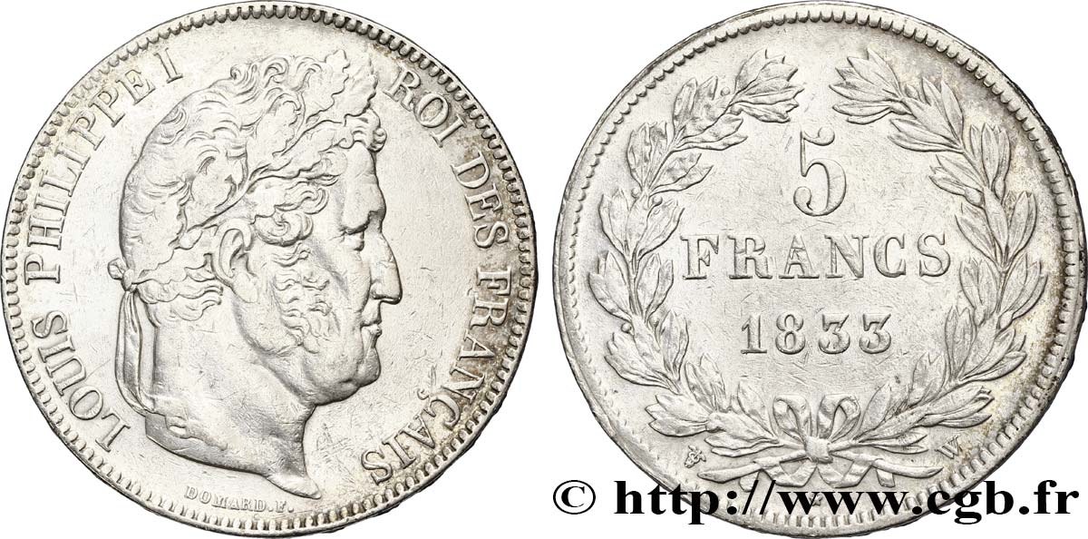 5 francs IIe type Domard 1833 Lille F.324/28 SS53 