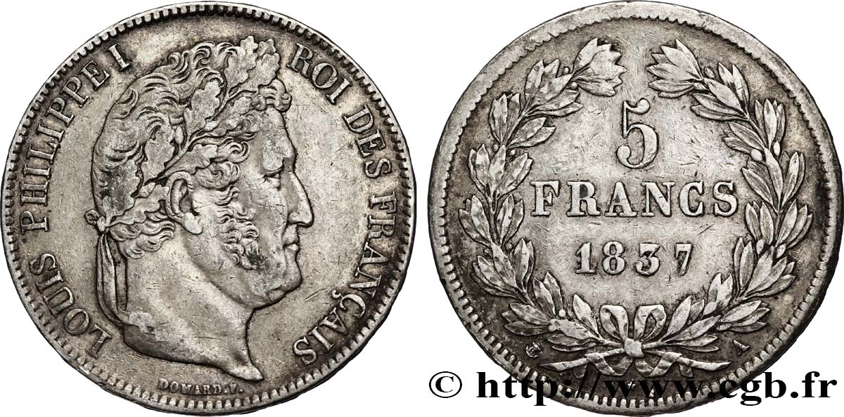5 francs IIe type Domard 1837 Paris F.324/61 BB48 