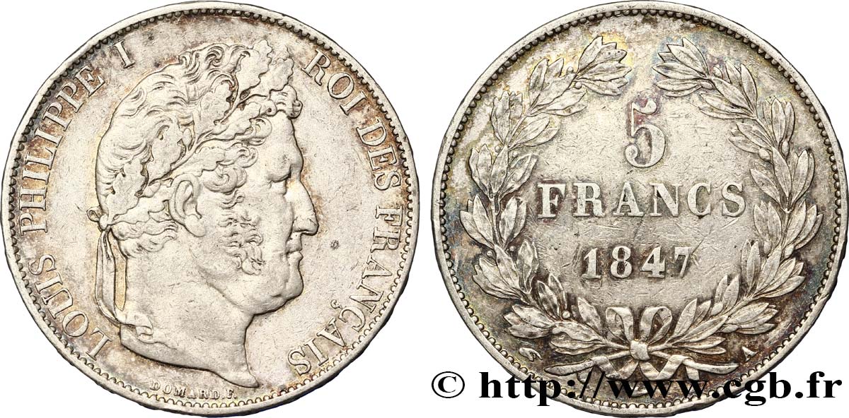 5 francs IIIe type Domard 1847 Paris F.325/14 TTB50 