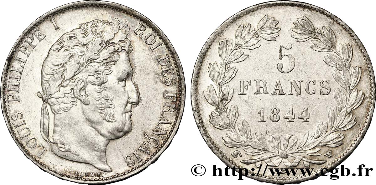 5 francs IIIe type Domard 1844 Lille F.325/5 AU52 