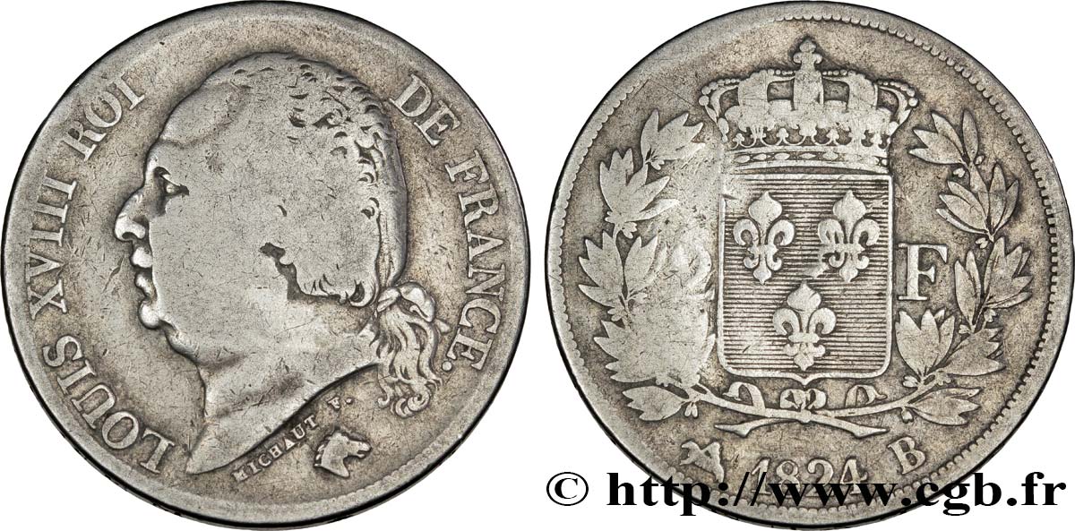2 francs Louis XVIII 1824 Rouen F.257/52 F13 