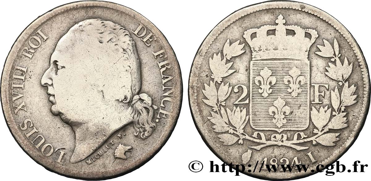 2 francs Louis XVIII 1824 Limoges F.257/56 B8 