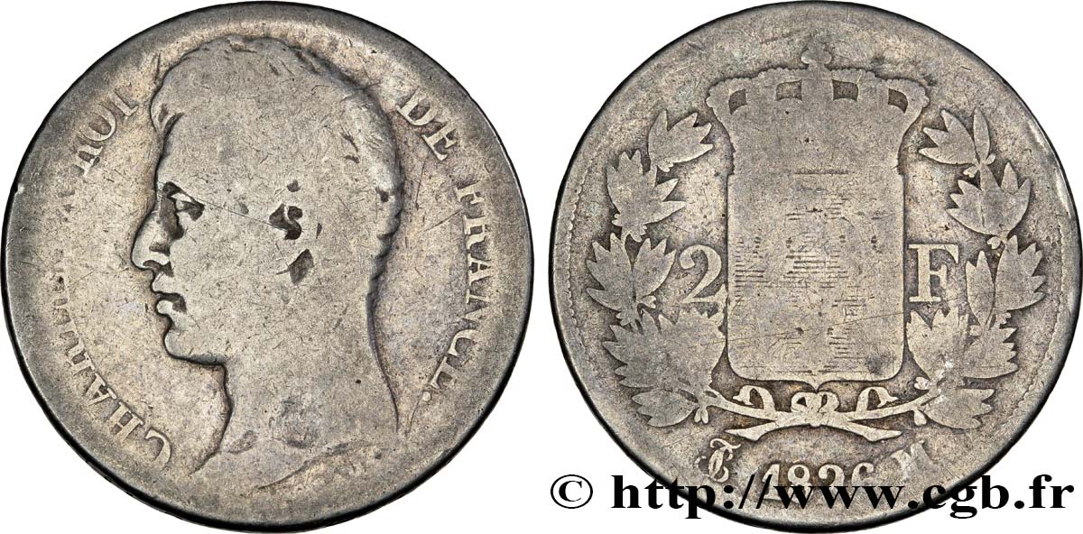 2 francs Charles X 1826 Toulouse F.258/20 SGE10 