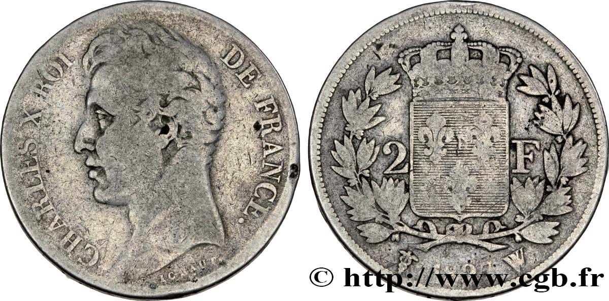 2 francs Charles X 1827 Lille F.258/35 TB18 