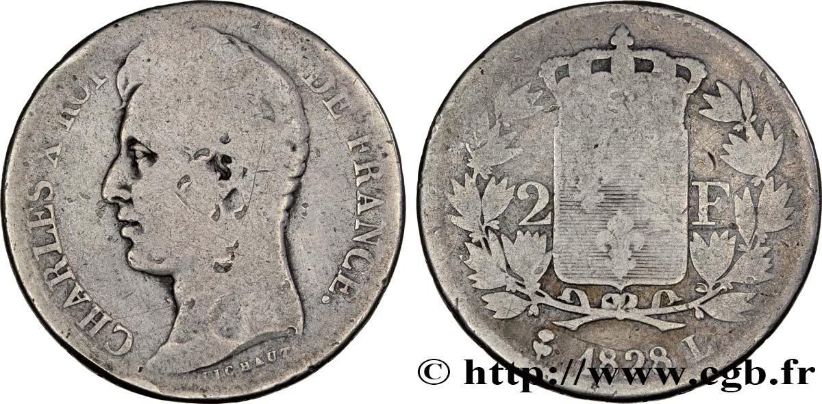 2 francs Charles X 1828 Bayonne F.258/44 B10 