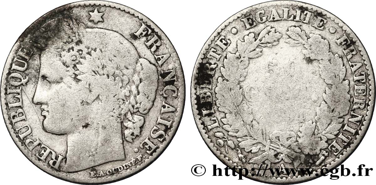 50 centimes Cérès, IIIe République 1874 Paris F.189/7 q.B5 