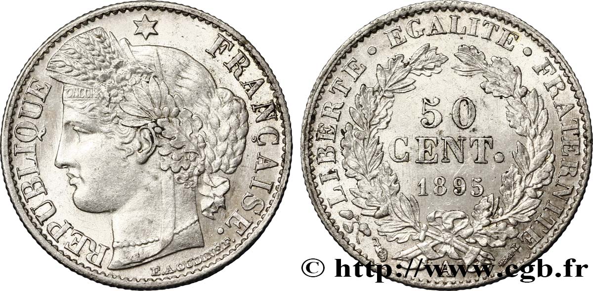 50 centimes Cérès, IIIe République 1895 Paris F.189/16 EBC58 