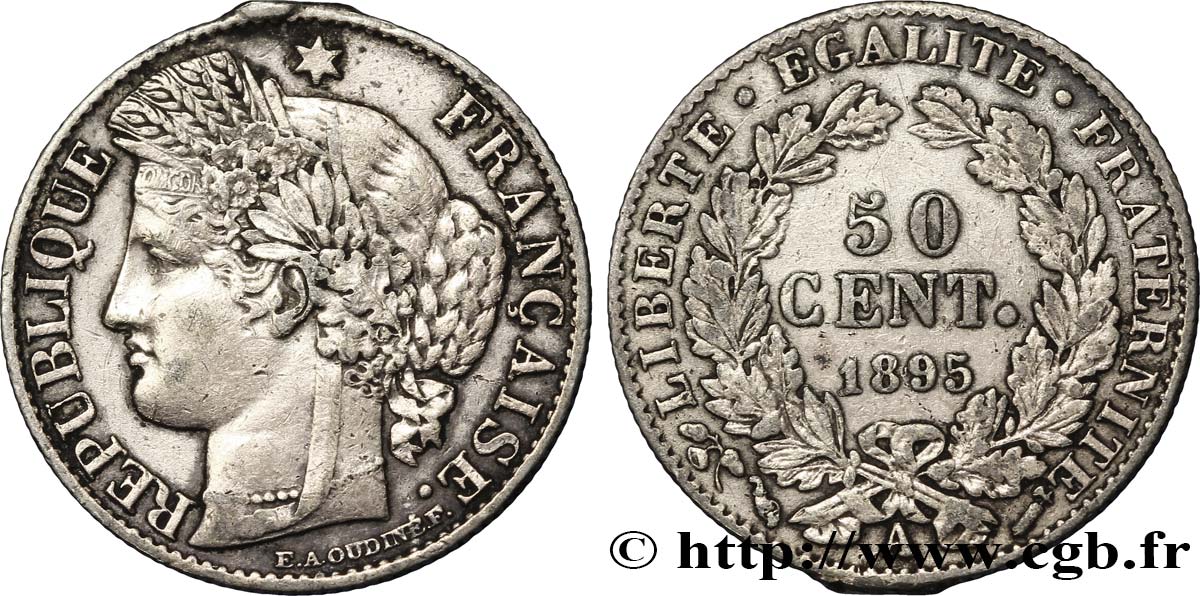 50 centimes Cérès, IIIe République 1895 Paris F.189/16 TTB48 