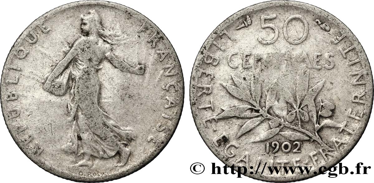 50 centimes Semeuse 1902 Paris F.190/9 TB20 