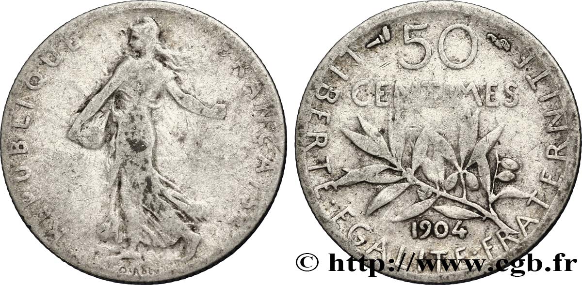 50 centimes Semeuse 1904 Paris F.190/11 BC20 