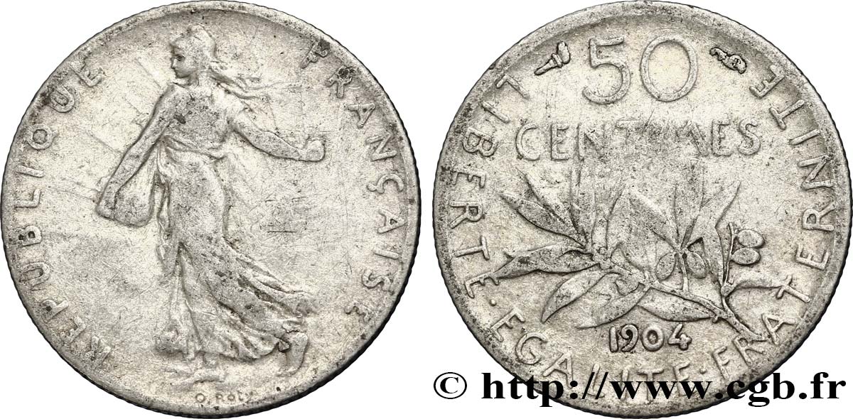 50 centimes Semeuse 1904 Paris F.190/11 BC20 