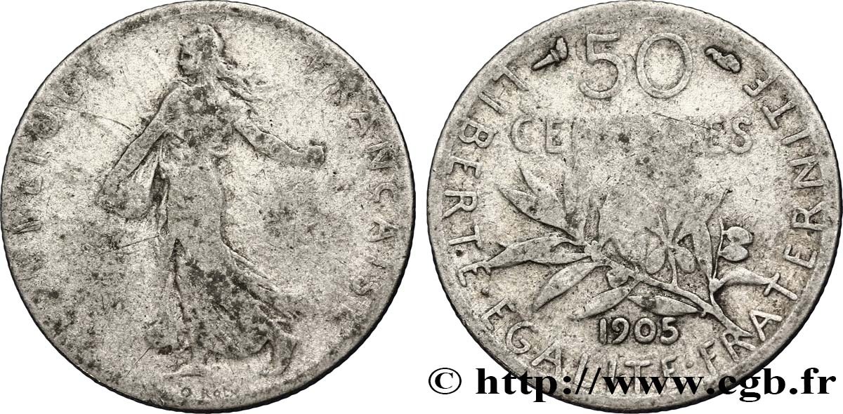50 centimes Semeuse 1905 Paris F.190/12 B12 