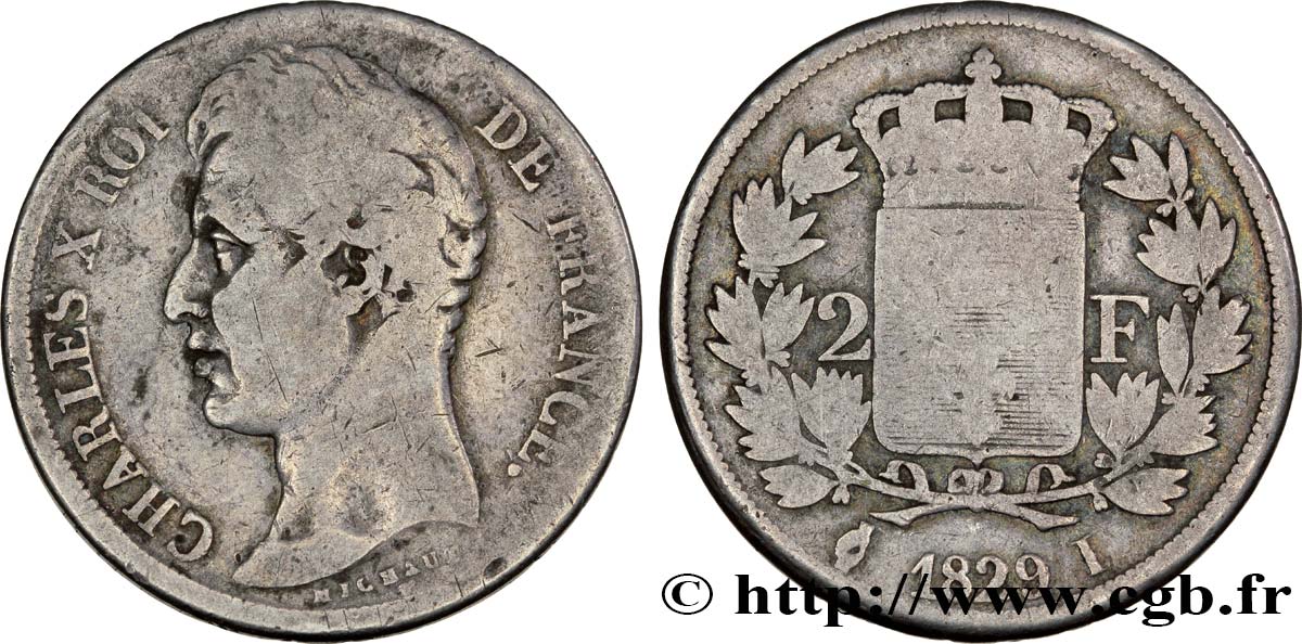 2 francs Charles X 1829 Limoges F.258/54 TB15 