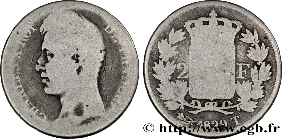 2 francs Charles X 1829 Nantes F.258/60 B6 