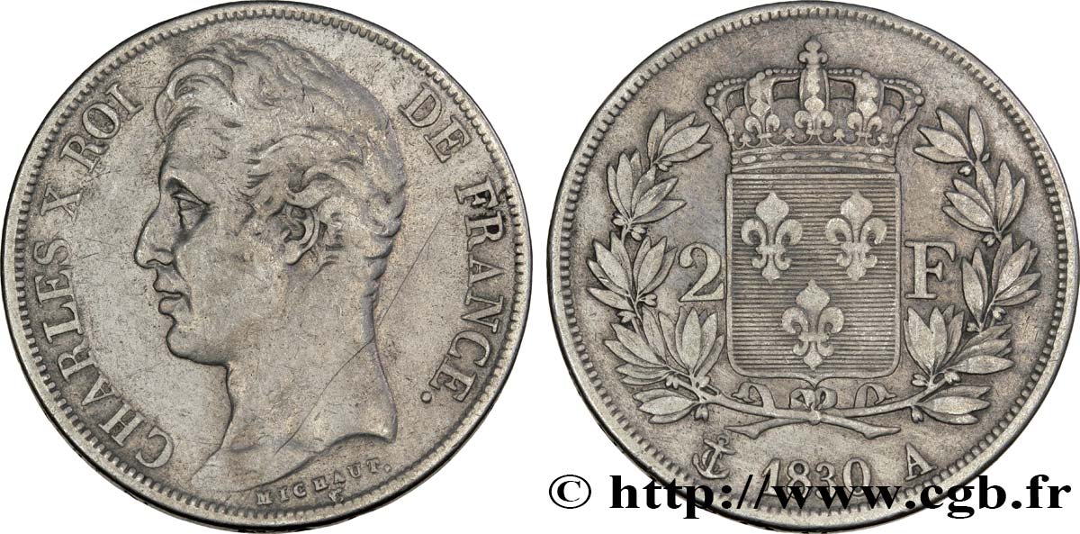 2 francs Charles X 1830 Paris F.258/62 VF28 