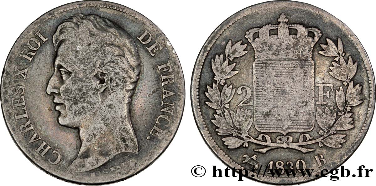 2 francs Charles X 1830 Rouen F.258/63 B10 