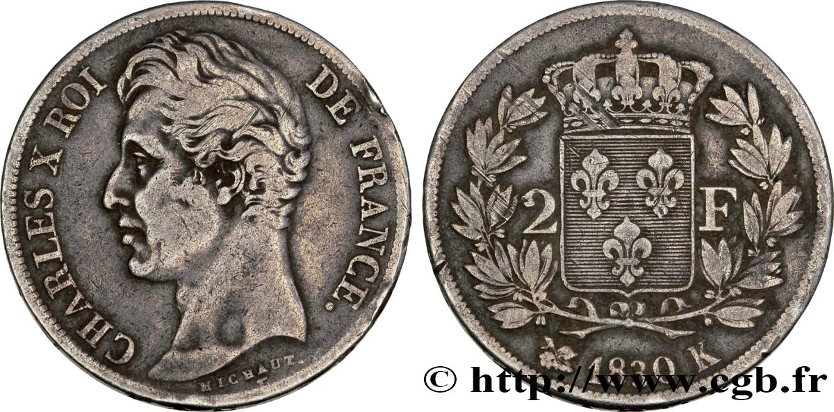 2 francs Charles X 1830 Bordeaux F.258/65 TB35 