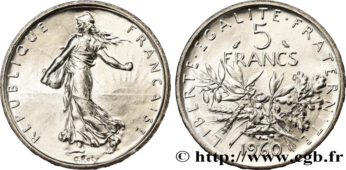 5 francs Semeuse, argent 1960 Paris F.340/4 SPL63 