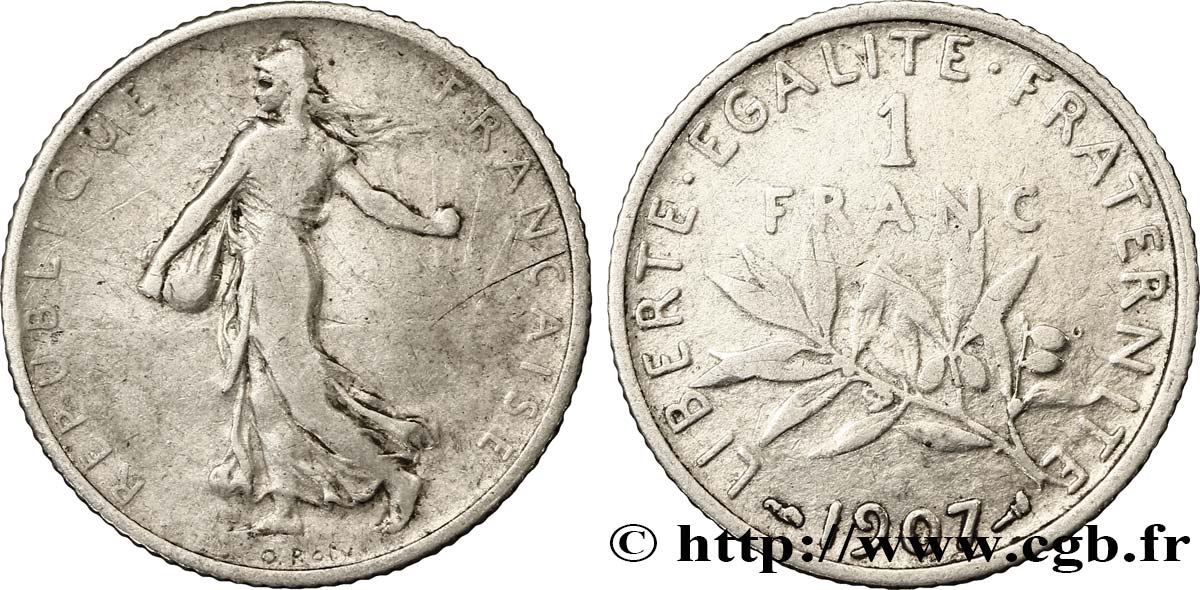 1 franc Semeuse 1907 Paris F.217/12 BC25 