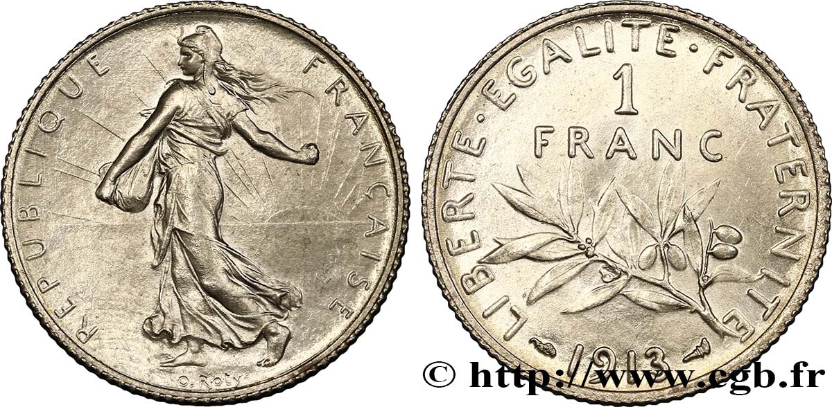 1 franc Semeuse 1913 Paris F.217/18 AU53 