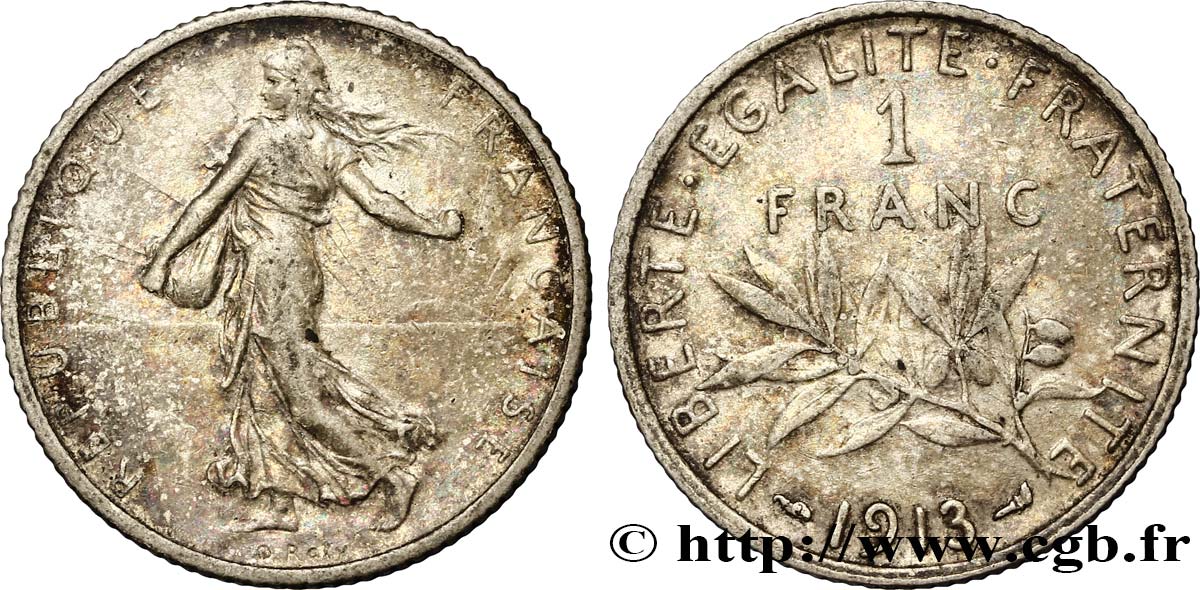 1 franc Semeuse 1913 Paris F.217/18 MBC53 