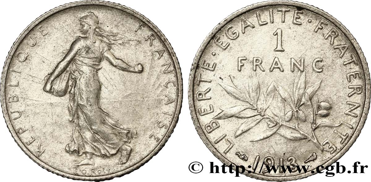 1 franc Semeuse 1913 Paris F.217/18 MBC53 
